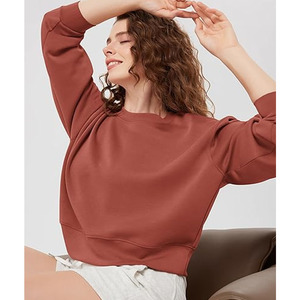 Sudaderas de Mujer Elegantes de Alta Calidad, Nuevo Diseño, Colores Sólidos, Tallas Grandes, Sudadera Personalizada de Otoño, 100% Algodón Felpa - Product Image 4