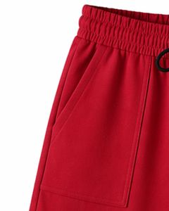 Red Women Lounge Set Black Contrast <b>Trim</b> Short Sleeve TShirt And Shorts Casual Two Piece Outfit Soft Breathable Cotton Blend Set - Product Image 3