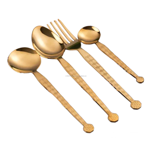 Engraved Vintage Cutlery - Antique Silverware <b>Set</b> Unique Design 4-Piece Artisan Tableware - Product Image 1