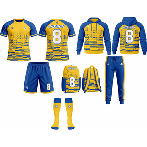 Calcetines de Fútbol Amarillos y Azules con Logotipo de Fútbol, Calcetines Escolares Tejidos para Niños - Product Image 1