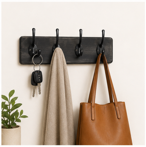 Heavy Duty <b>Wall</b> <b>Mounted</b> Coat Rack With 5 Triple Hooks Solid Wood Base Rustic Farmhouse <b>Clothes</b> Hanger For Entryway Organization - Product Image 2