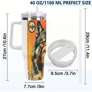 Gobelet isotherme en acier inoxydable 40 oz avec motif loup et femme pour usage extérieur - Product Image 4