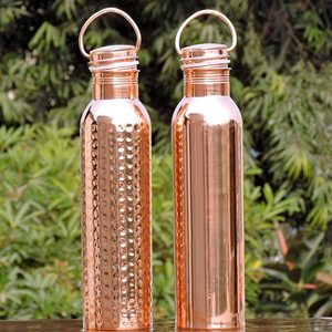 Hand Hammered 100% Pure <b>Copper</b> Water <b>Bottle</b> New Design Water <b>Bottle</b> for Home Office School Workout Gym Running Yoga 1 Ltr - Product Image 2