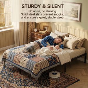 Heavy Duty <b>Queen</b> Metal <b>Bed</b> <b>Frame</b> <b>with</b> <b>Storage</b> Steel Slat Support Black - Product Image 4