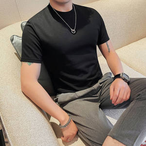 Summer New Men's Solid Color Round Neck Cotton Short Sleeve T-shirt Trendy T-Shirt Plus Size Fashion Slimming Breathable Top - Product Image 4