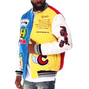 Bombardero de béisbol personalizado para hombres con bordado de chenilla de alta calidad de fabricante OEM Letterman Crop Leather Varsity Winter - Product Image 3
