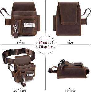Ceinture porte-outils en cuir Crazy Horse avec porte-marteau et sangle à boucle réglable - Product Image 2