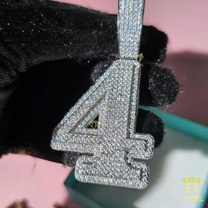 Custom " 35 " Number Pendant Necklace <b>Iced</b> <b>Out</b> Lab Grown Diamond Hip Hop Cuban Link <b>Chain</b> Jewelry Gift - Product Image 5