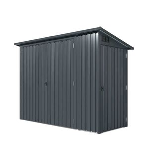 4FT X 8FT <b>Bicycle</b> Metal Pent Shed with 29 Gauge Corrugated Metal 70\" Upper Edge TMG MS0408 Wood <b>Frame</b> - Product Image 1