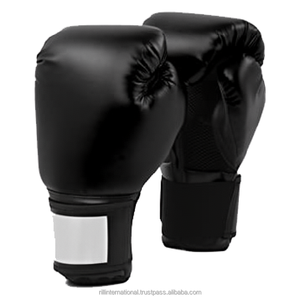 Black and Blue PU Leather Boxing Gloves with <b>Velcro</b> Wrist Closure for Adult Training - Product Image 6
