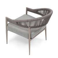 Fauteuil de salon moderne en corde avec dossier à lattes, assise rembourrée, pieds en bois, design ergonomique, fauteuil de détente pour la maison