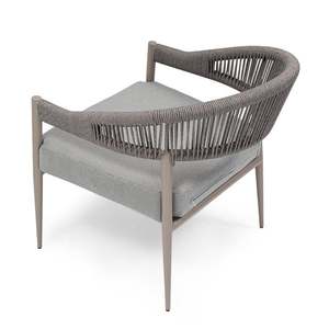 Modern Rope Living Room Chair with Slat Back Cushioned Seat <b>Wooden</b> Legs Ergonomic Design Leisure <b>Armchair</b> for Home Furniture - Product Image 3