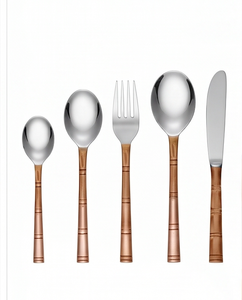 Juego de cubiertos de acero inoxidable de lujo con diseño de bambú, perfecto para restaurantes, cocinas, vajilla de comedor y comidas elegantes. - Product Image 5