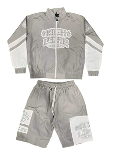 2026 New Custom Nylon Wind Breaker Zip up Hoodie and Shorts Set Plain Windbreaker Short Set Men's Wholesale Windbreaker Set - Product Image 1