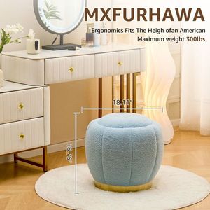 Modern Round Floral Storage Ottoman Soft Padded Teddy Velvet Footstool with Accent Small Table Plant Stand - Product Image 2