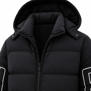 <b>Mens</b> Winter Color Block Zip-Up Puffer <b>Jacket</b> <b>Canvas</b> Plain Dyed Stand Outdoor Windproof Breathable Eco-Friendly Anti-Bacterial - Product Image 3