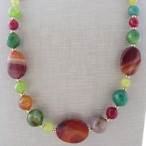 Collier tendance en perles de résine, bijoux fantaisie unisexe, fabrication indienne, cadeau personnalisé, idéal pour fêtes et mariages, style européen - Product Image 1