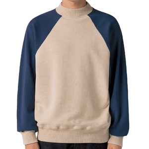 New Arrival Men's 100% Cotton Fleece Plus Size <b>Mock</b> <b>Neck</b> Sweatshirts Two Tone Raglan Full Sleeve Quick Dry Men Street Fashion - Product Image 1