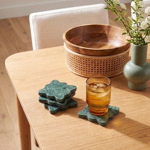 Ensemble de 4 sous-verres modernes en pierre, marbre vert, vaisselle réutilisable - Product Image 2
