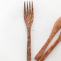 Ensemble de couverts en bois de coco vegan et durable, fourchette et cuillère en bois brun, ustensiles de cuisine naturels, échantillon gratuit, fournisseur du Vietnam