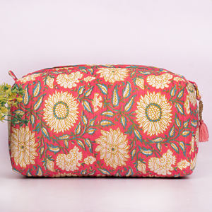 Pochette de maquillage réutilisable à imprimé floral de style bohème, écologique, pour voyage multifonction, avec fermeture éclair, organiseur de cosmétiques durable - Product Image 3