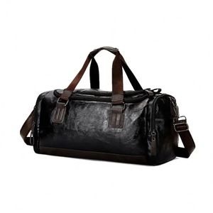 Bolsa de Viaje de Cuero Genuino con Ribete Marrón y Correas Ajustables, Duradera y a la Moda - Product Image 2