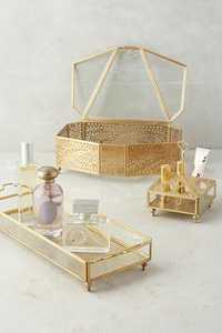 Two Part Metal <b>Serving</b> Tray <b>Set</b> Handmade Polished Vintage Style <b>Dishes</b> & Plates - Product Image 3
