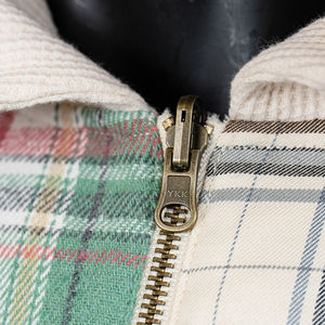 Sudadera con capucha de algodón 100% de alta calidad, a la moda, con diseño de patchwork a cuadros y bloques de color, con cremallera, estilo oversize y corte crop, tipo chaqueta de franela para hombre - Product Image 4