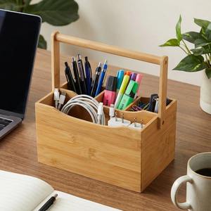 Organizador de utensilios de madera estilo cesta, almacenamiento multiusos, perfecto para papelería, maquillaje y organizador de mesa de cocina - Product Image 6
