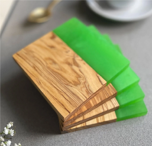 Posavasos de Madera de Acacia y Resina de Primera Calidad, Personalizables, para Bebidas, Cerveza, Té, Café, Posavasos de Resina y Madera, Más Vendidos - Product Image 1