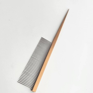 Peigne à queue de rat en acier inoxydable durable, doré, vente en gros, fournisseur de peignes à dents fines pour le toilettage des animaux de compagnie - Product Image 2