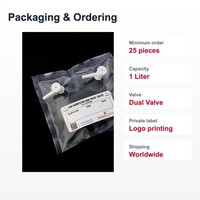 Sac d'échantillonnage de gaz TECHINSTRO Tedlar 1 litre avec film PVF et double valve, étanche pour l'échantillonnage d'air, de COV et de gaz du sol