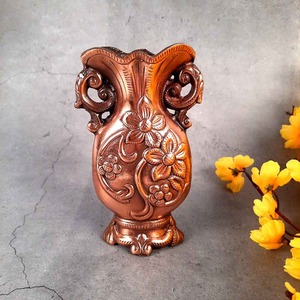 Premium Metal Copper Vase for Home Decor, Elegant Decorative <b>Flower</b> Vase with Traditional Pattern, Tabletop Vase for Living Room - Product Image 5