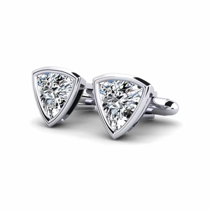 Boutons de manchette en platine pour homme avec sertissage triangulaire de diamants, bijoux formels - Product Image 3