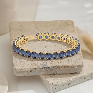 Pulsera con Dije de Piedra Alejandrita para Mujer, Plata de Ley 925, Bañada en Oro, Corte Hexagonal de 6MM, Gema que Cambia de Color, Joyería de Lujo - Product Image 2
