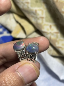 Black Opal Ring 925 Sterling Silver Genuine Black Opal Ring Handmade Silver Ring - Product Image 1