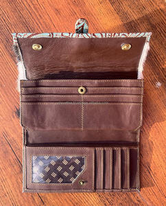 Cartera de tres pliegues de cuero en relieve con estampado de animales para mujer, Cartera de cuero genuino para tarjetas de crédito, bolso de mano de piel de vaca personalizado - Product Image 6