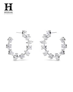 Luxury Mixed Cut Diamond Open Hoop Earrings 18K White Gold Multi Shape Pear <b>Emerald</b> Marquise Lab Grown Diamond Earrings Women - Product Image 3