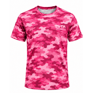 <b>Pink</b> Camo <b>T</b> <b>Shirt</b> <b>Men</b> Short Sleeve Crew Neck Camouflage Printed Sports Training Fitness Gym Workout Performance Athletic Wear - Product Image 1