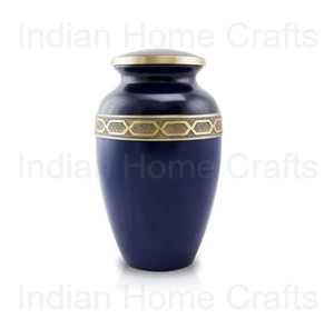 Urna Funeraria Ecológica de Latón Azul para Cenizas de Mascotas, Recuerdo Portátil para Entierro y Ataúd - Artesanía India - Product Image 4