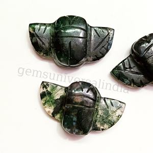 Cuentas de ágata musgosa natural talladas a mano en forma de escarabajo, dijes de cristal con forma de escarabajo para la fabricación de joyas, precio al por mayor. - Product Image 4