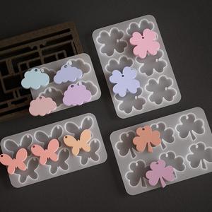 Clover Four Leaf Clover Butterfly Cloud Pendant Keychain Pendant Batch <b>Resin</b> <b>Silicone</b> <b>Mold</b> - Product Image 2