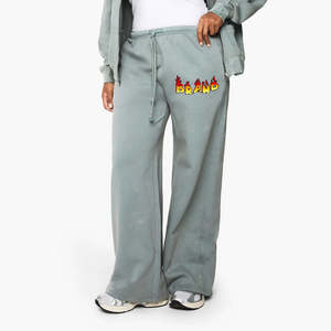 กางเกงวอร์มสีฟ้าอ่อนดีไซน์ล่าสุดสำหรับผู้หญิง ผ้าสั่งทำพิเศษ เอวยางยืด มีกระเป๋าข้าง ระบายอากาศได้ดี กางเกงจ็อกเกอร์สำหรับผู้หญิง - Product Image 1