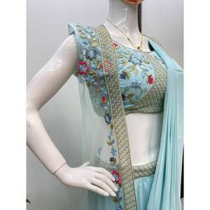 ชุดแฟนซี Saree และ Koti สำหรับผู้หญิงชุดงานปาร์ตี้ปักลาย - Product Image 3