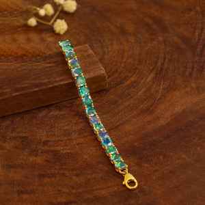 Bracelet tennis en argent avec opale noire, bijoux de luxe faits à la main pour femmes, argent sterling 925, plaqué argent, simple et classique - Product Image 2