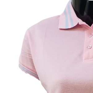 เสื้อโปโลปักลายสีชมพูสำหรับผู้หญิง แขนสั้นลำลอง ชุดยูนิฟอร์มธุรกิจสำหรับทุกวัน เสื้อผ้าสไตล์ชีวิตประจำวันที่สวมใส่สบาย - Product Image 6