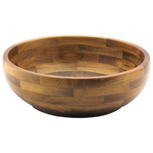 Multifunctional Natural Acacia Wooden Serving Bowl European Handmade Eco-Friendly Durable Kitchenware Dinnerware Bowl - Product Image 1