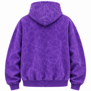Sudadera con capucha premium con cremallera completa y efecto acid wash, estilo balaclava oversize, con logotipo personalizado, de tejido grueso, estilo streetwear - Product Image 6