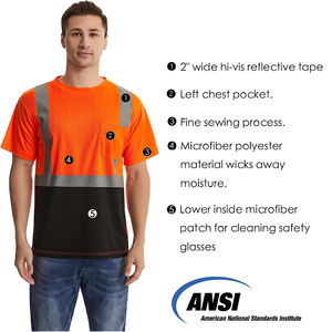 Polo de sécurité réfléchissant avec bandes réfléchissantes Classe 2, T-shirt orange haute visibilité, manches courtes, personnalisable - Product Image 4