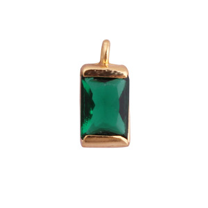 <b>Emerald</b> Quartz Baguette <b>Pendant</b> Charm Gold Plated Gemstone Jewelry Connector for Necklace Making - Product Image 2